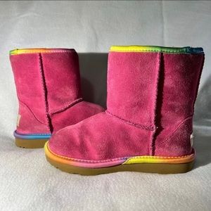UGG Australia Kids Classic Short II Pink Rainbow Boots Size 12 Girls